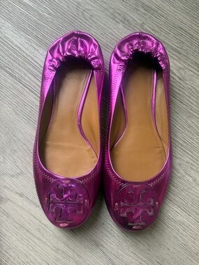 Tory Burch Metallic Fuchsia Ballet Flats